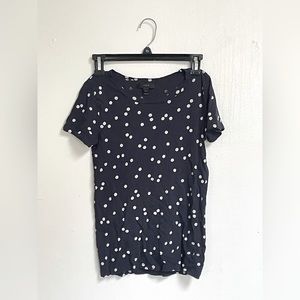 navy blue J. Crew polka dot top